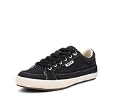 Taos Moc Star 2 Women's Sneaker - Fresh Canvas Design with Removable Footbed, Arch Support and Durable Lightweight Outsole for All Day Walking and Everyday Style Black Distressed 8 M US