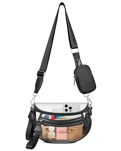 Clear Crossbody Bags for Stadium Events, Large Clear Bag Purse for Concert Sport Events with RFID Coin Purse