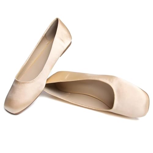Hee grand Women's Flats Square Toe Ballet Shoes Casual Flats Satin Dress Shoes Comfort Slip-On Loafers3