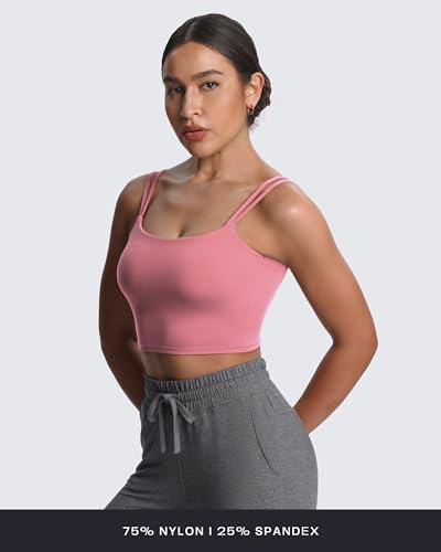 Image of Aoxjox Women's Workout Sports Bras Fitness Padded Backless Yoga Crop Tank Top Twist Back Cami