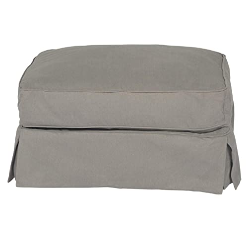 Sillón con patas giratorias y otomana gris miniatura 4
