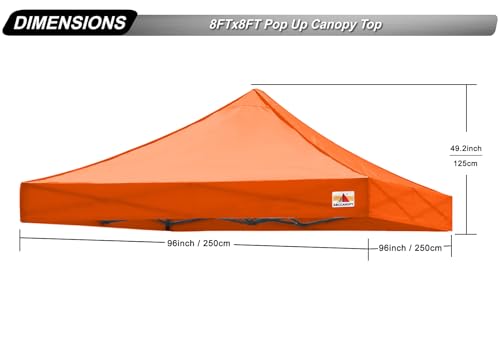 Image of ABCCANOPY Replacement Canopy Top for Pop Up Canopy Tent 8x8 Orange