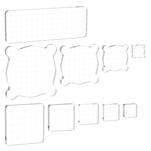 Cwmiibili 10PCS Acrylic Stamp Block,Versatile Assorted Size Stamp Blocks, Stamping Platform Stamping Tools Set for Card Making