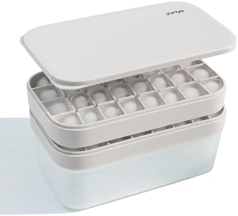 yuriya 製氷皿 シリコン 蓋付き こぼれない アイストレー 大容量 取り出しやすい 氷つくる容器 スタッキング