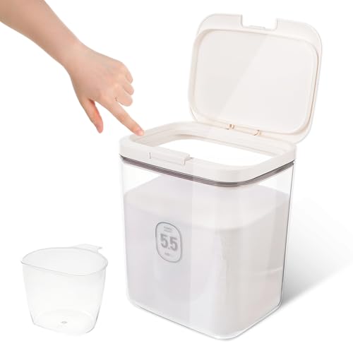 5.5L Laundry Detergent Dispenser with One-Press Lid Pod Holder Laundry Powder Container for Laundrys Room Organization Laundrys Bead Powder