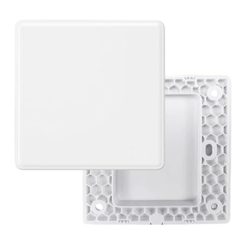 KAHZOR 2 Piezas Placa de pared ciega, tapa enchufes empotrada, plástico, tapa ciega enchufe pared, color blanco, para enchufes o interruptores no utilizados, 8,6 x 8,6 cm