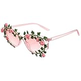 BESTonZON Floral Shaped Sunglasses for Women, Rose Frame Novelty Flower Eyeglasses, UV Protection Party Glasses for Adults, Fashionable Floral Design Accessories