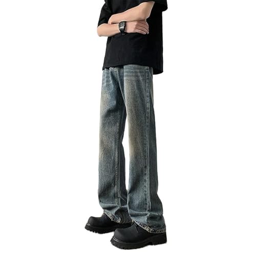 Men's Pants Brown Bootcut Jeans Retro Loose Trouser for Man