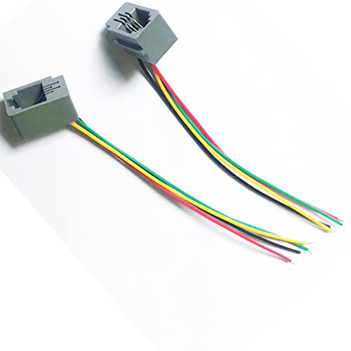 Image of jing with Wires RJ9 Female Connector 4P4C PCB Socket Mount Telephone Connectors Grey - (10 Pcs)