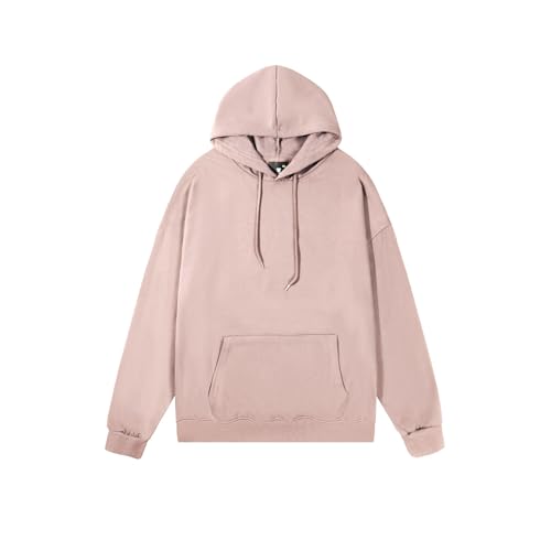 Image of Mens Hoodie with Pocket Hoodies Plain Pullover Long Sleeve Hooded Sweatshirt Casual Pullover Sweatshirts Hooded Shirt Streetwear Hoodie Men UK Jumper Outdoor Sweatshirt for Winter Rose Gold S