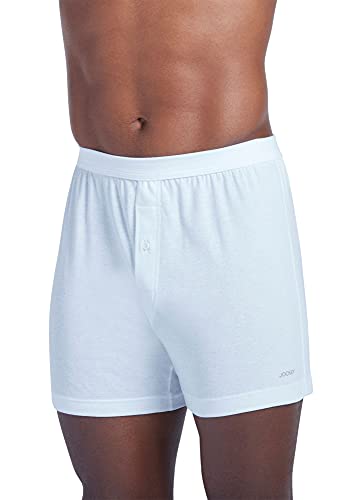 Jockey Men's Underwear Seamless Waistband Knit 4.5" Boxer, White, l