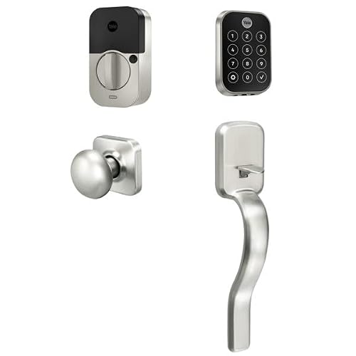 Yale Assure Lock 2 Touch Deadbolt with Ridgefield Handle, Satin Nickel Smart Keyless Entry Door Lock with Wi-Fi Connected Touch Keypad and Fingerprint Scanner, B-YRD450-F-WF1-RX-619