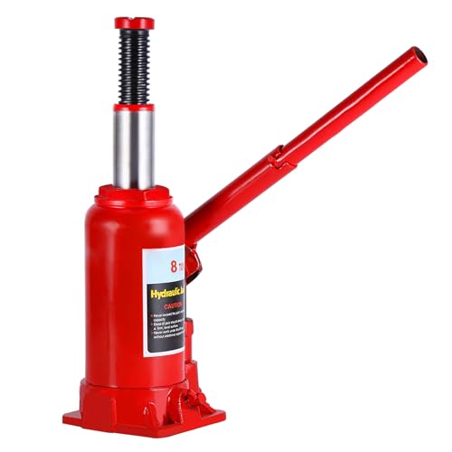 8T Hydraulic Jack, Whole Body Casting with Thickened Steel Plate, Skid top, with Release Oil Return Valve for Easy Descent. Ideal for Automotive, Construction,