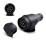CXTM 13 poliger Anhängerstecker, 13-poliger Anhängerstecker, Schraubkontakt nach ISO 11446, für 12 V Hänger, inkl. Parking Cover, 13polieger Stecker Anhänger, 13-poliger Stecker