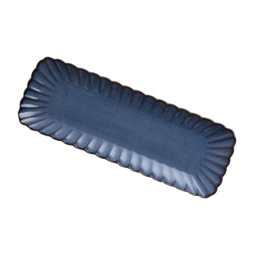 EPIGEIST Plato de Sashimi Cerámico Japonés Rectangular Azul Oscuro Bandeja Creativa para Sushi y Aperitivos Vajilla para Servir Casa y Restaurante Diseño Único para Presentaciones