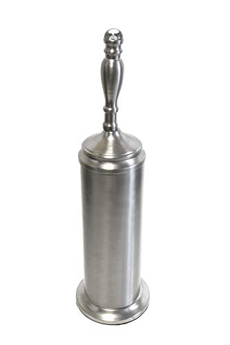 Image of Splash Home Buena Stainless Steel Toilet Brush with Holder, Bowl Scrubber with Durable Cleaning Bristles, Hidden Brush with Splash Protective Disc Design - Chrome