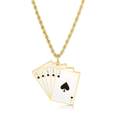 Collier Poker As de Pique argent 925 pendentif carte strass homme femme