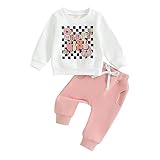 Socutebabe 2Pcs Set Infant Baby Girl Fall Clothes Mamas Girl Long Sleeve Crewneck Sweatshirt+Joggers Pants Winter Outfit Set (Mamas Girl-White,6-12 Months)