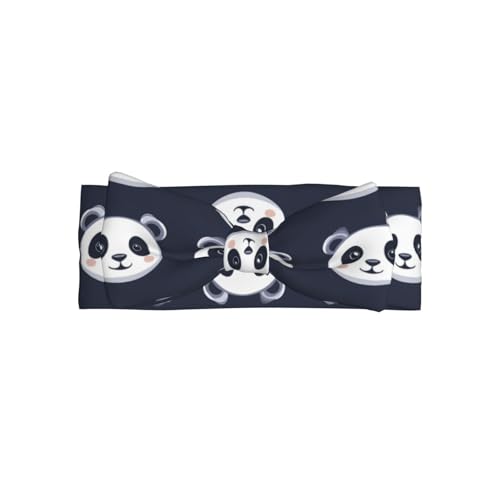Panda Tiles Bow headband, children's elastic bow hair accessories, 0-6 months, hair bows for newborns, infants, toddlers