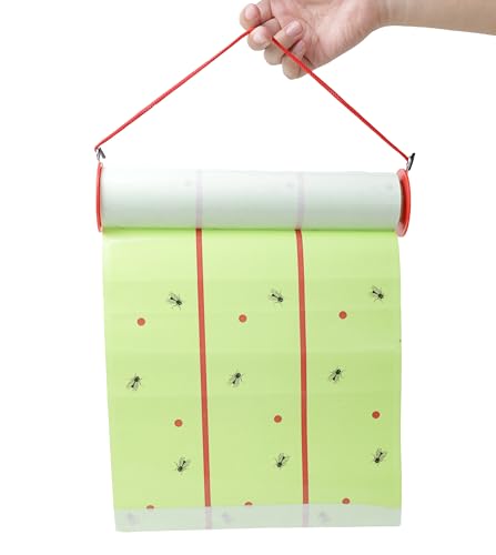 EXTERMION Fliegenfalle Kleberolle XXL 10 M – ohne Insektizide – fängt Fliegen, Thripse, Fruchtfliegen & Mücken – für Innen- & Außenbereich: Haus, Garten, Balkon, Terrasse, Gewächshaus