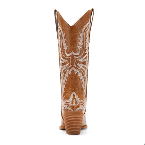 Image of Cowboy Boots for Women - Embroidered Western Cowgirl Boots with Fashion Snip Toe, 1.75-Inch Low Block Heel and All-Day Comfort Fit