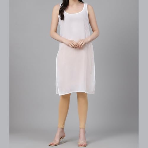 Image of Women's Sleeveless Cotton Inner Slip Dress Round Neck Soft Comfortable Fit Full Length Camisole Innerwear Summer top Undergarment for Girls
