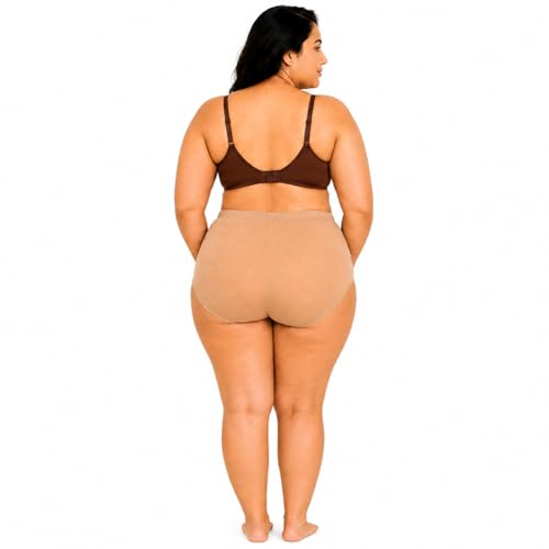 Image of Plus Size Cotton Panties for Women | High Waist Panty with Full Coverage | Inside Elastic - No Elastic Exposure to Skin | Plus Size | Pack of 3