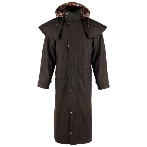 Romney's - Abrigo de cera Edingburth 100% resistente al viento y al agua, corte extra largo marrón XS Cover