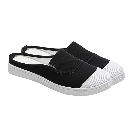 Demi-pantoufles en toile blanche style baskets d'été pour marche décontractée