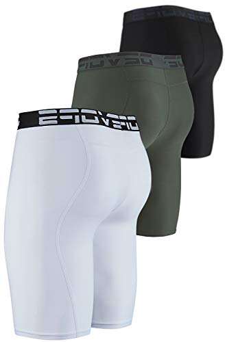 Devops Men's Compression Shorts Underwear (3 Pack) (2X-Large, Black/Olive/White) #TOP1