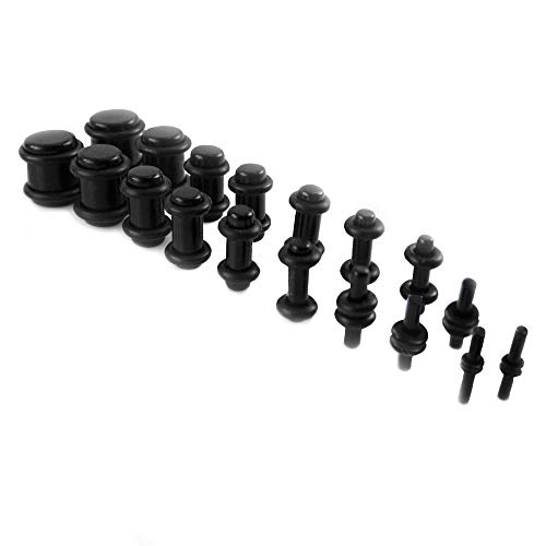 Gauge Gear 18 Piezas Negro Tapones para Kit 1.6 mm-10 mm Kit Juego de Indicadores acrílico Cover
