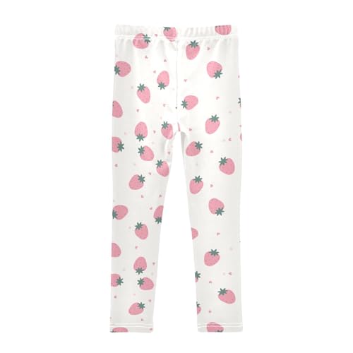 Pink Strawberry Girls Leggings,Workout Leggings for Girls Toddler Athletic Legging Size for 3-10T2