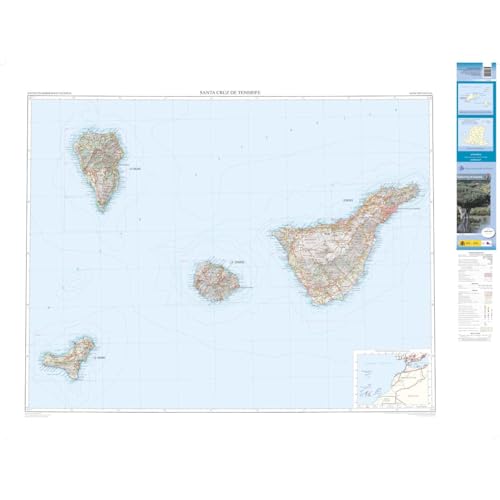 Mapa de la provincia de Santa Cruz de Tenerife a escala 1:200.000. Proyección UTM. Incluye sombreado de relieve. Dimensiones: 100 x 130 cm.