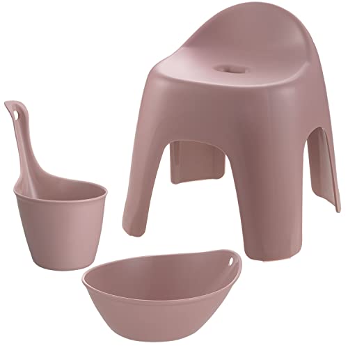 リッチェル ハユール 日本製 バス用品3点セット ピンク【ザッカLab.オリジナルセット】風呂椅子30cm+湯おけ+手おけ| 風呂桶 洗面器 湯桶 手桶 抗菌 高さ 30cm バスチェア 風呂イス バススツール 浴用品