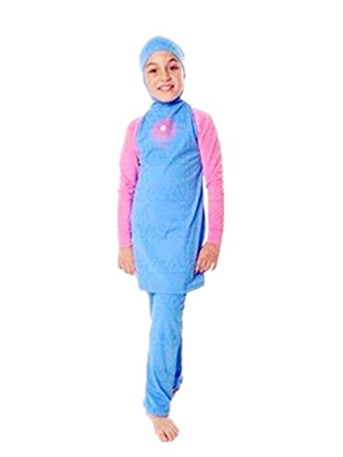 Muslim Swimwear for Kid Girls Children Modest Islamic Hijab Swimsuits Burkini