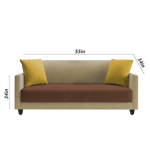 Image of Casaliving Dominic 3 + 2 Seater Sofa Set for Living Room (Cream Brown) Premium Fabric Sofa