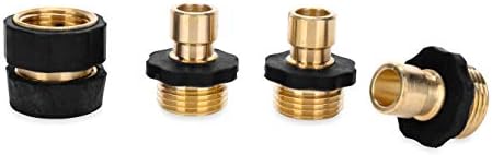 Camco 5/8" Brass and Steel Quick Hose Disconnect - Connect and Disconnect Between Multiple Hose Attachments | Automatic Shut-Off When Disconnected | 1 Female & 3 Male Fittings - 4 Count - (20136)