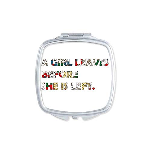 Quote About Girls Art Deco Gift Fashion Mirror Portable Compact Pocket Makeup Double Sided Glass image 2