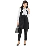 [アッドルージュ] スーツ レディース セットアップ ロング丈ジレ テーパードパンツ 2点セット フォーマル セレモニー 大きいサイズ 小さいサイズ オフィス カジュアル おしゃれ【t5370】 LL ブラック