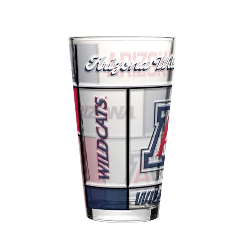 Image of Logo Brands NCAA oz Stained Glass Pint Glass - 3D Embossed Logo & Bold Team Colors - Durable Sports Fan Beer Glass for Home, Bar & Tailgates