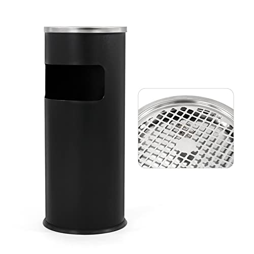 Caneca de basura cilíndrica de acero inoxidable 25x61cm