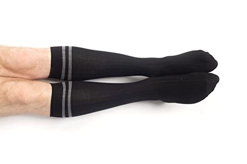 4 x Mens Knee High Cotton Striped Socks | Over the Calf Socks | Dress Socks | Size 9-113