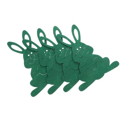 POPETPOP 4 Piezas Vajilla De Conejito De Pascua Bolso Utensil Bolsa De Tenedor Estuche Para Cubiertos Conejo Manga Titular De Fieltro Decoración De La Mesa De Pascua Bolsillo Verde Sintió