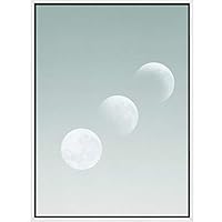 SIGNWIN Framed Canvas Wall Art Pastel Green Sky with Full Moon Nature Clouds Photography Modern Art Contemporary Relax/Calm for Living Room, Bedroom, Office - 16