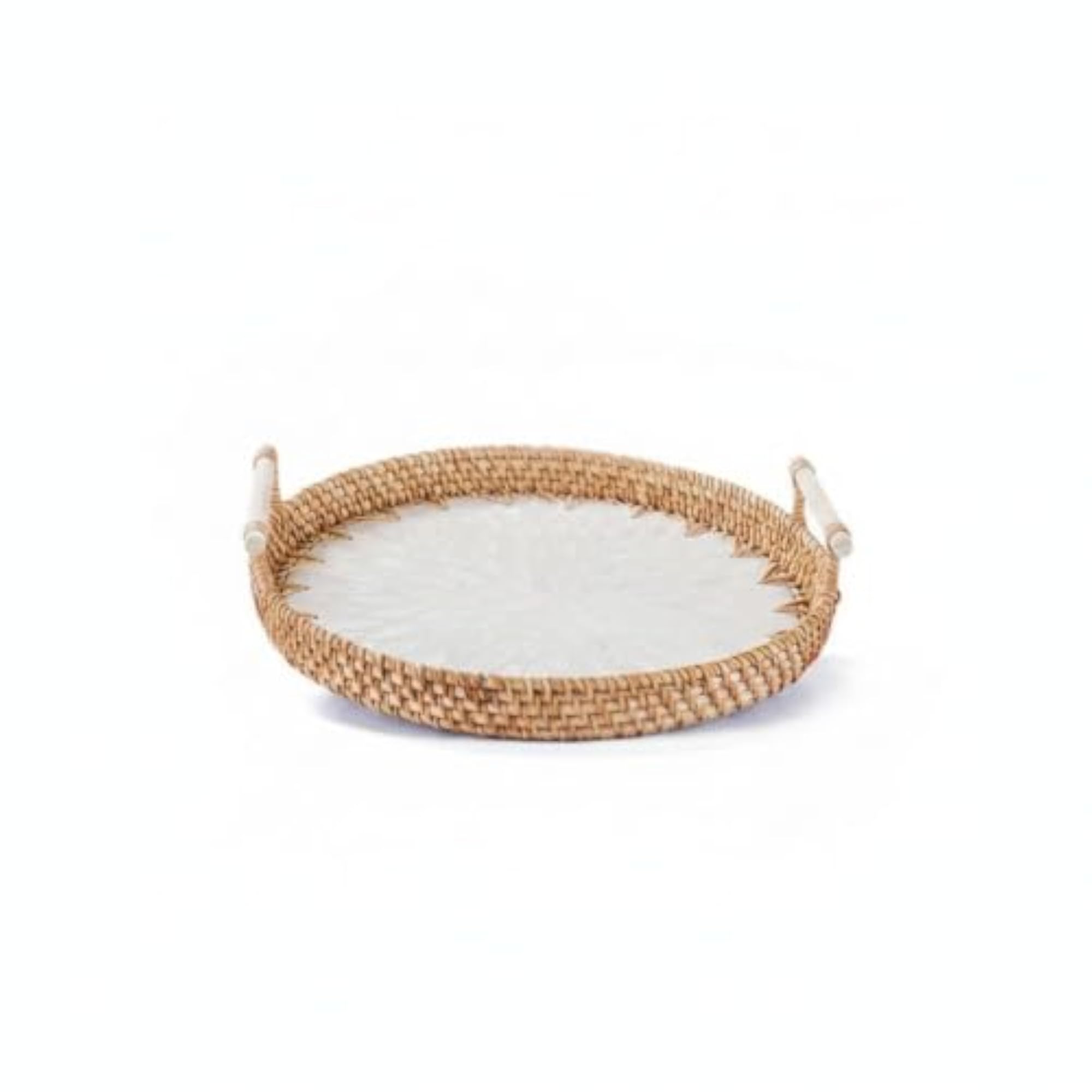 Handwoven Wicker Basket Tray with Handles, Rustic Design