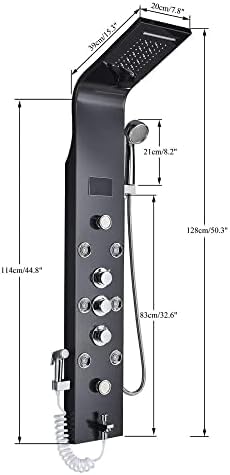 Columna de ducha Led Shower Panel Tower System en acero inoxidable, con sistema de lluvia y masaje, color negro miniatura 3