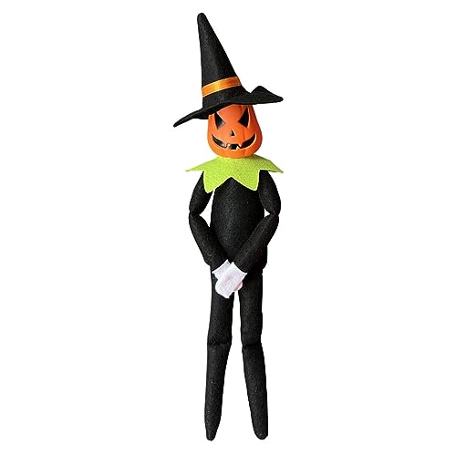 DANONI 14Inch Halloween Pumpkin Elf Doll Handmade with Hat and Cape
