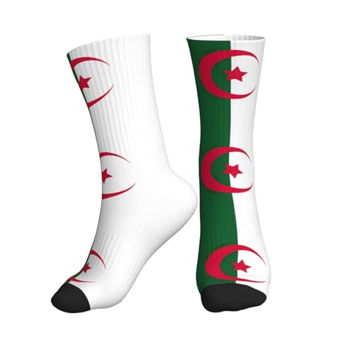 JUZGTSIT Drapeau de l'Algérie Chaussettes de sport respirantes et absorbantes pour homme et femme Convient pour les sports de plein air, 1 noir, Taille unique