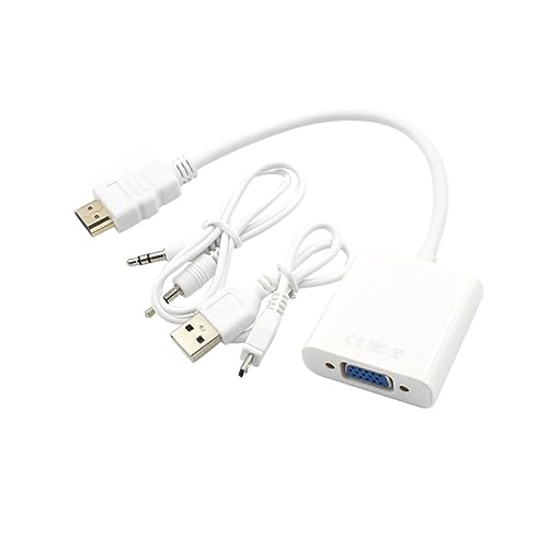 KICHOUSE VGA Adapter White with Built USB Charging 1080P Resolution No Driver Needed