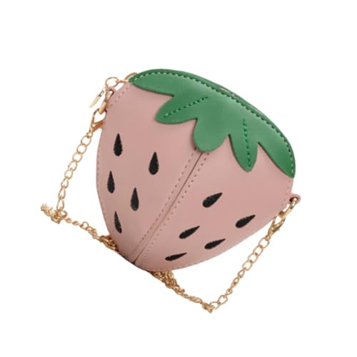 Strawberry Crossbody Bag for Girls Cute Kids Purse with Chain Strap Small Fruit Shoulder Bag for Toddlers Adorable Pink Design for Outings